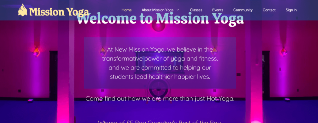 Homepage of New Mission Yoga / newmissionyoga.com