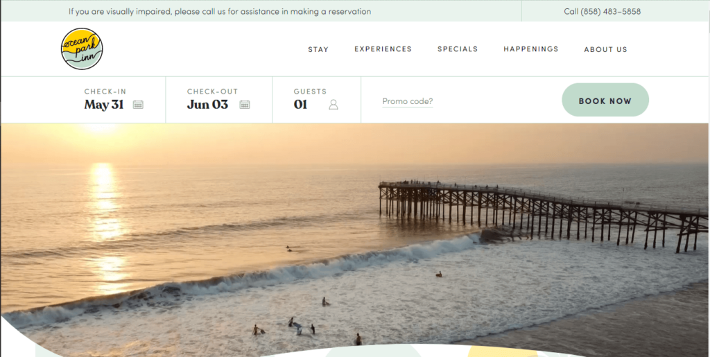 Homepage of Ocean Park Inn / https://oceanparkinn.com
