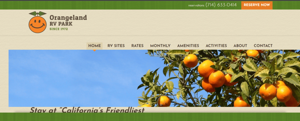 Homepage of Orangeland RV Park / orangeland.com