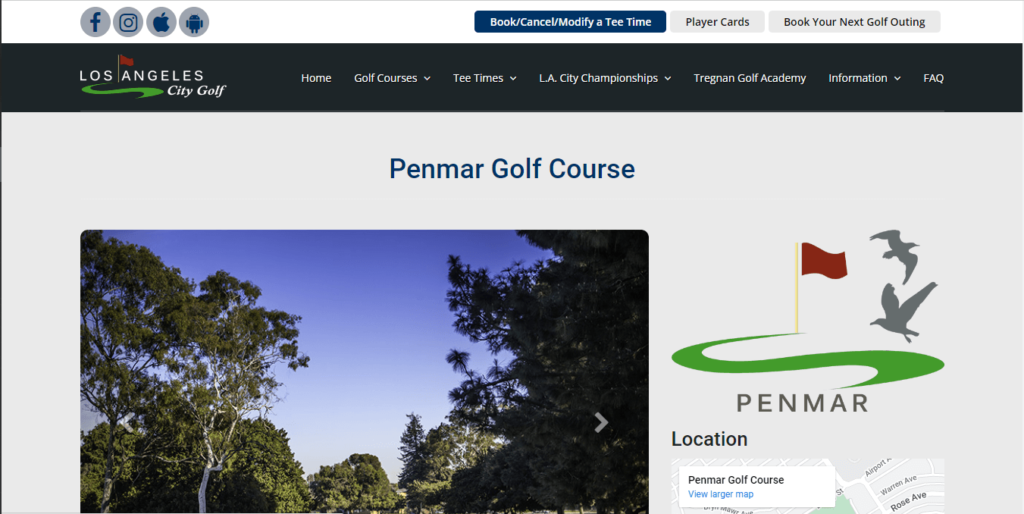 Homepage of Penmar Golf Course / https://golf.lacity.org/course_penmar
