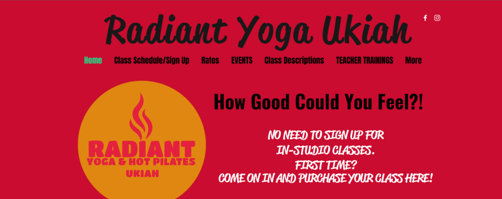 Homepage of Radiant Yoga / radiantyogaukiah.com