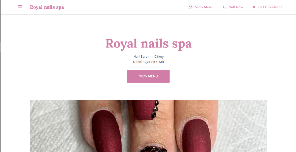 Homepage of Royal nails spa / http://royalnailsspagilroy.com
