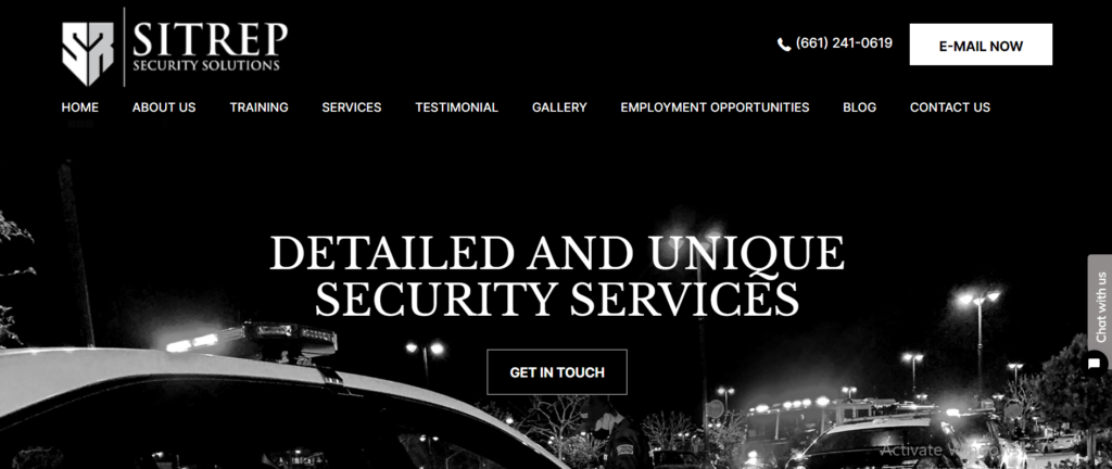 Homepage of SITREP Security Solutions / sitrepsecurityllc.com
