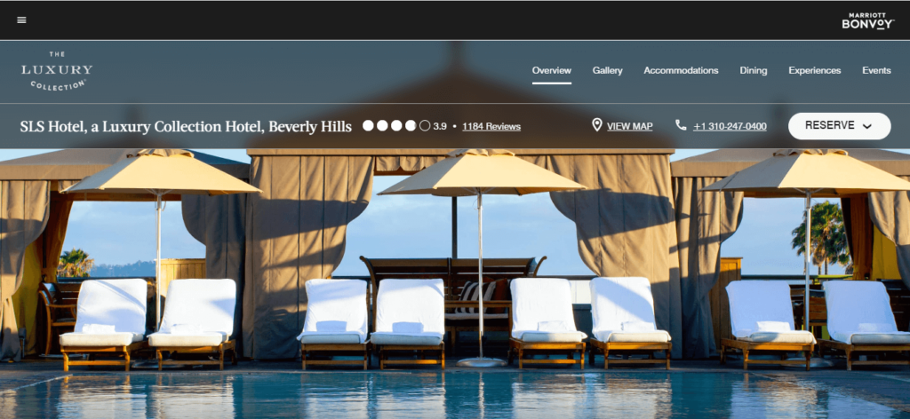 Homepage of SLS Hotel /
Link: marriott.com