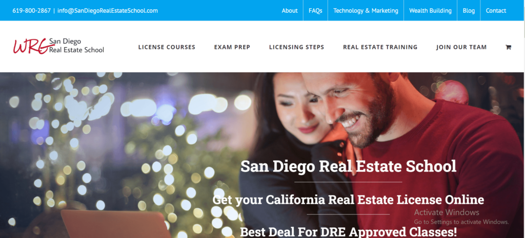 Homepage of San Diego Real Estate School / sandiegorealestateschool.com