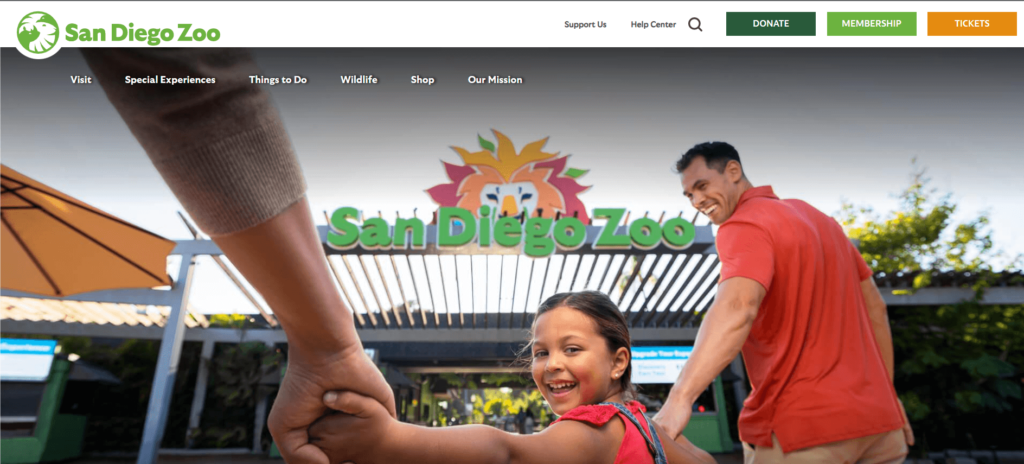 Homepage of San Diego Zoo Wildlife Alliance / sandiegozoo.org