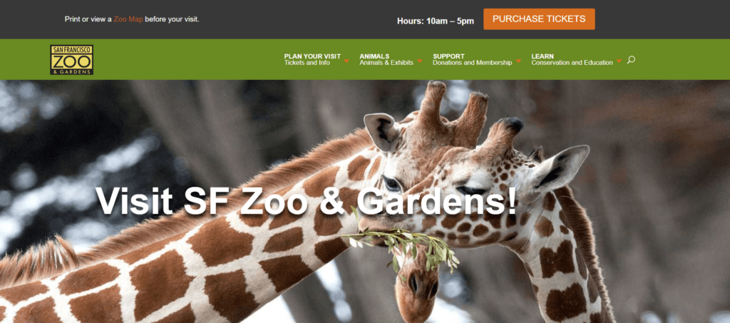 Homepage of San Francisco Zoo / sfzoo.org
