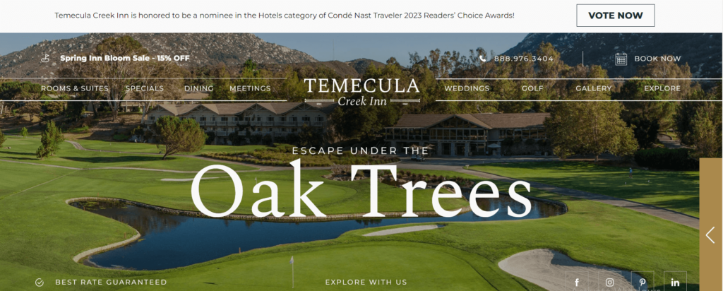 Homepage of Temecula Creek Inn / temeculacreekinn.com