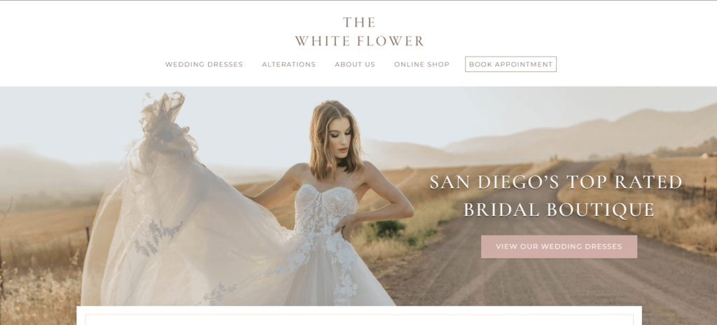 Homepage of The White Flower Bridal Boutique / thewhiteflower.com