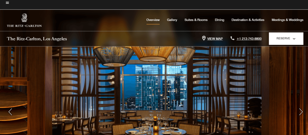 Homepage of The Ritz-Carlton, Los Angeles /
Link: ritzcarlton.com 