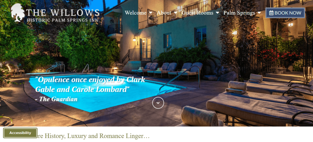 Homepage of The Willows Historic Palm Springs Inn /
Link: hewillowspalmsprings.com
