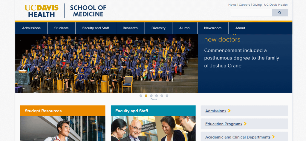 Homepage of UC Davis School of Medicine /
Link: health.ucdavis.edu