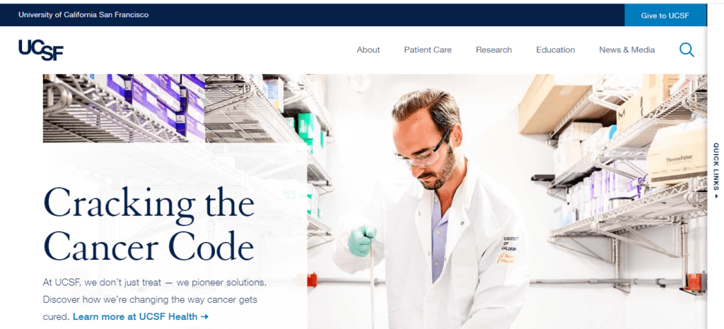 Homepage of UCSF School of Medicine /
Link: medschool.ucsf.edu