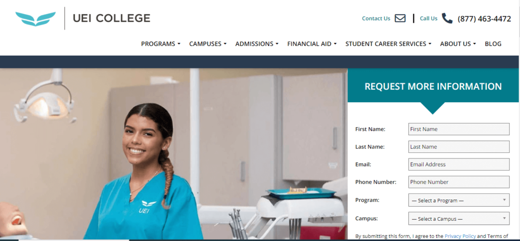 Homepage of UEI College /
Link: www.uei.edu