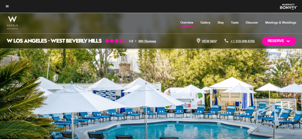 Homepage of W Los Angeles /
Link: marriott.com