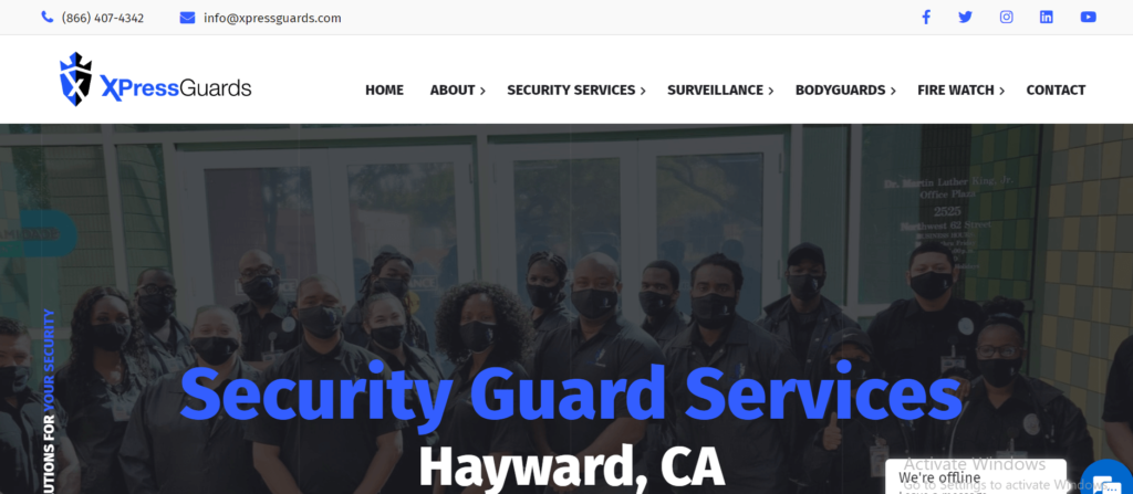 Homepage of XpressGuards Security Guard Services / xpressguards.com