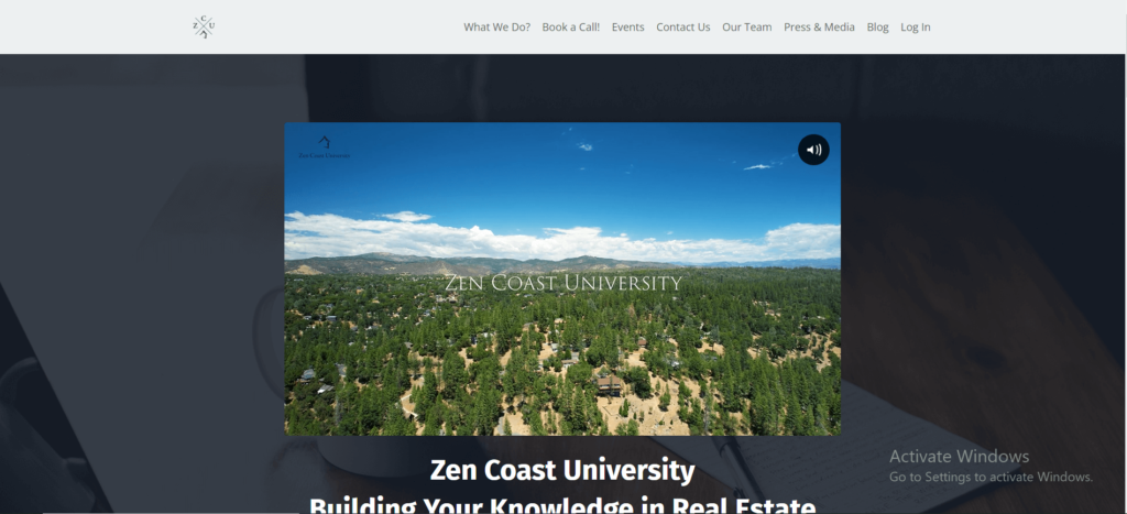 Homepage of Zen Coast University / zencoastuniversity.com