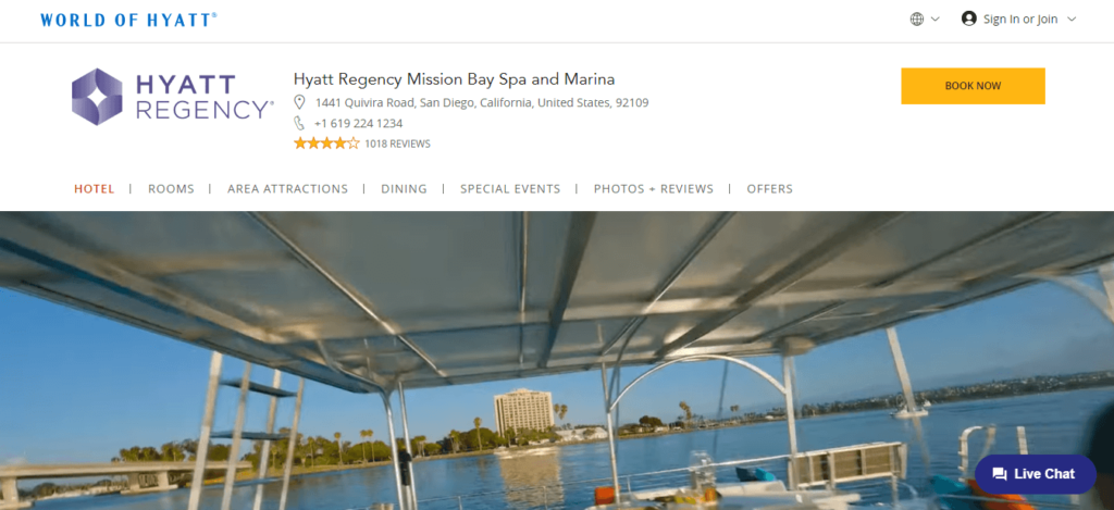 Homepage of Hyatt Regency Mission Bay Spa and Marina /
Link: hyatt.com