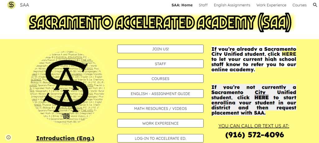 Homepage of  Sacramento Accelerated Academy /
Link: scusd.edu